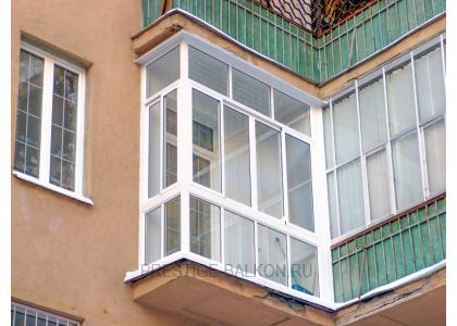 Французское остекление балкона алюминиевыми окнами от пола до потолка в Пушкино