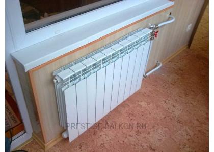 Теплое остекление балкона пластиковыми окнами и установкой масляного обогревателя в Пушкино