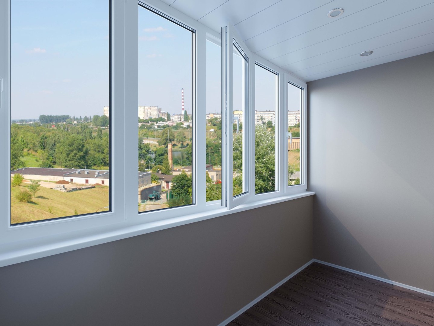 Тёплое остекление балконов пластиком и отделкой гипсокартоном в Пушкино